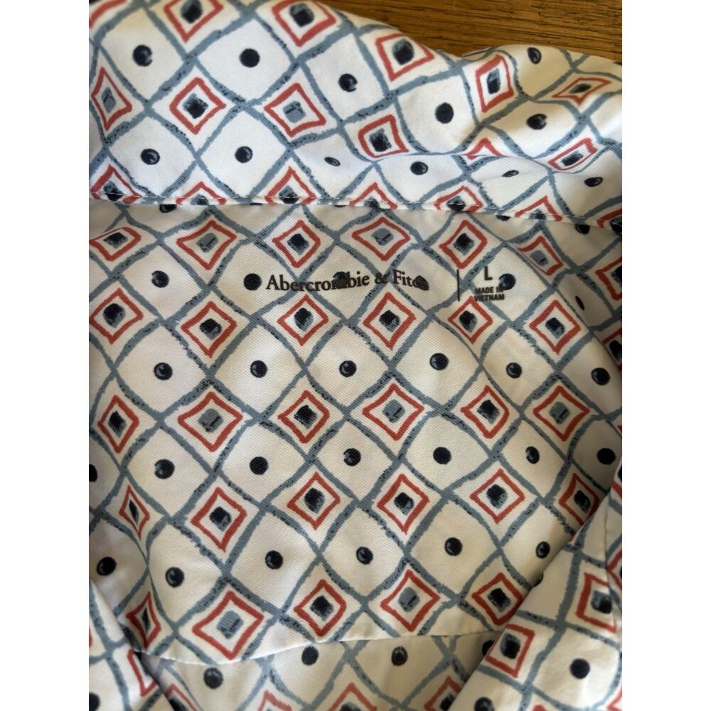 Abercrombie & Fitch Men's Geometric Diamond Short Sleeve Resort Camp Shirt Sz L - Picture 4 of 6